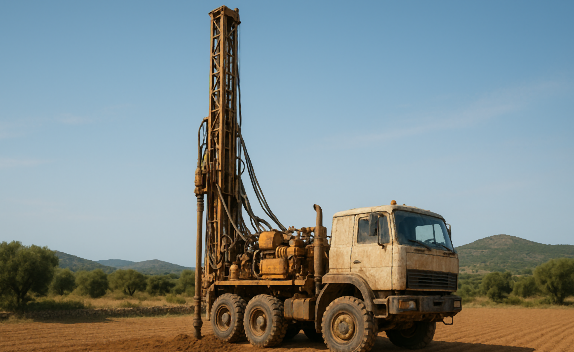 Ricerca falda acquifera con perforatrice