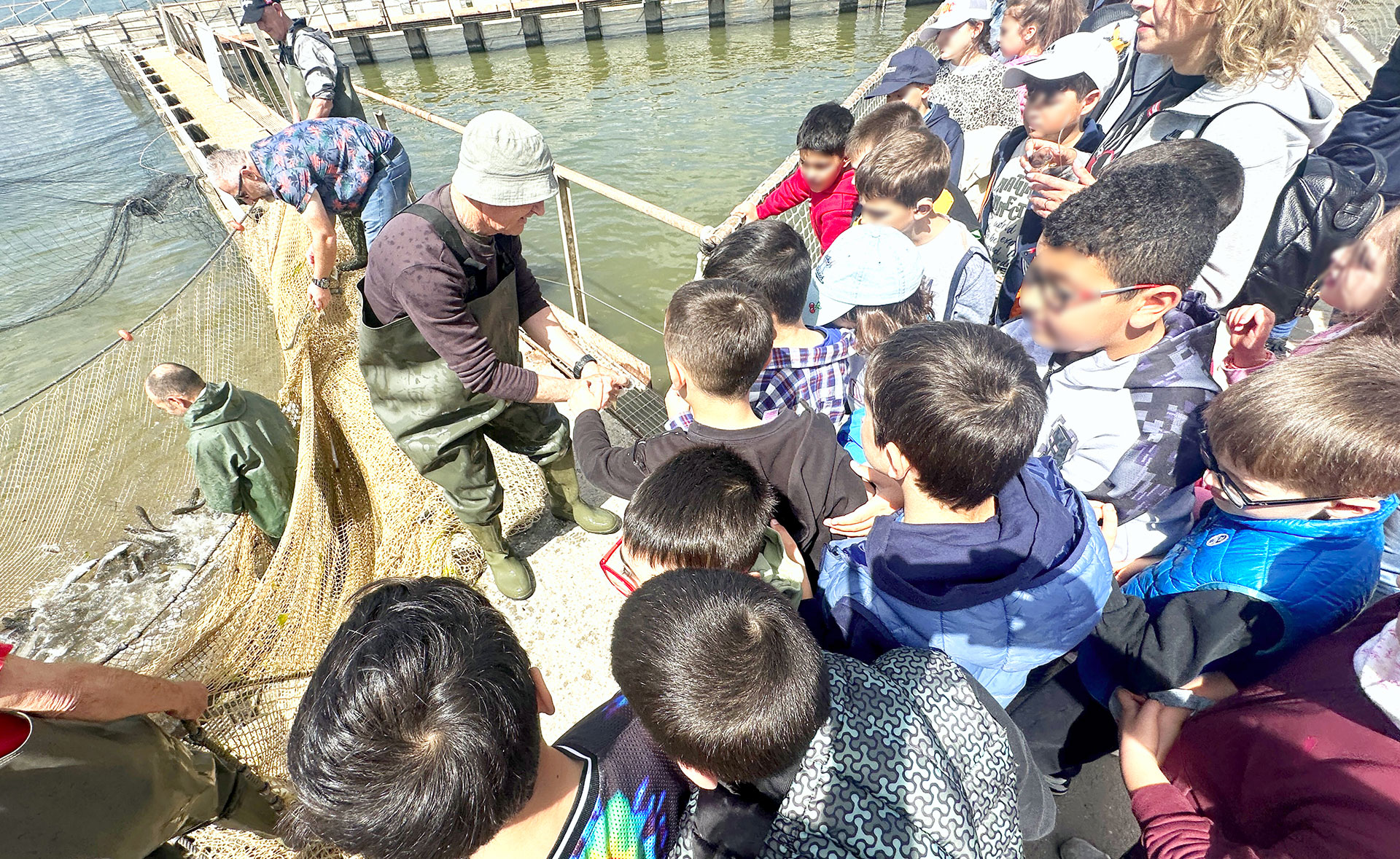 Visita degli alunni alla peschiera di Mar'e Pontis, Cabras